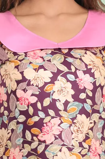 Purple rayon floral printed a-line kurta