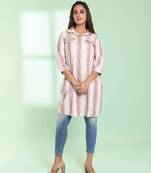 Off white stripe cotton kurta shirt