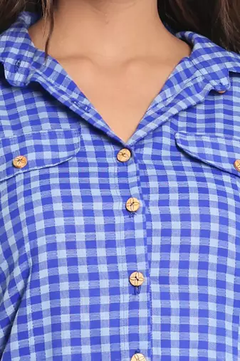 Blue checkbox printed cotton kurta shirt