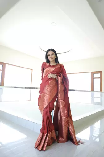 Beautiful Banarasi Silk Maroon Saree
