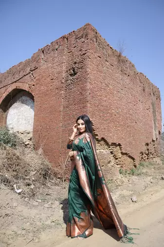 Beautiful Banarasi Silk Green Saree