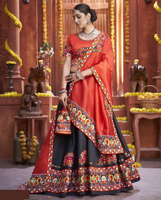 black Gamthi work Navratri Special lehenga choli with traditional dupatta for this navratri 1