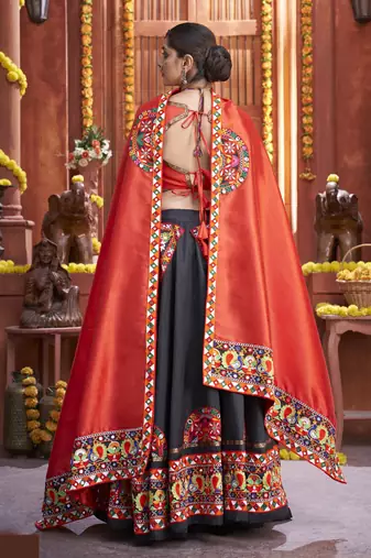 black Gamthi work Navratri Special lehenga choli with traditional dupatta for this navratri