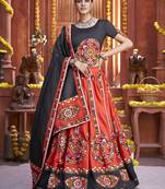 Red Gamthi Work Navratri Special Lehenga Choli With Traditional Dupatta