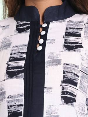White cotton abstract printed straight kurta set 4