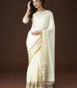 Kasee Women'S Embroidered Embellished Satin Saree With Unstitched Blouse Piece