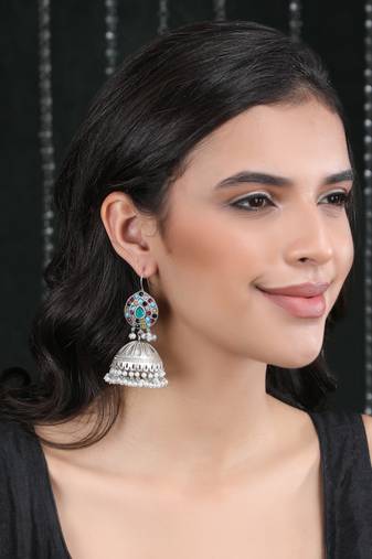 Elegant oxidised multi colour earring set