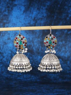 Elegant oxidised multi colour earring set 2