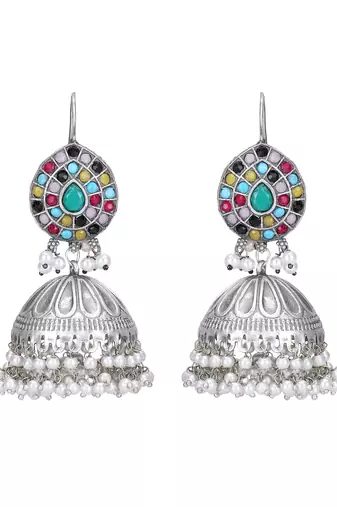 Elegant oxidised multi colour earring set