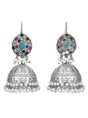 Elegant oxidised multi colour earring set 4