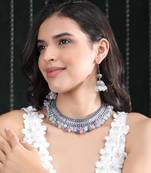 Classic oxidised multi colour necklace set