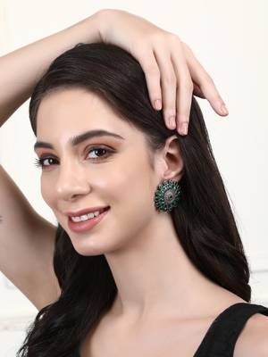 Classic oxidised green earring set for women and girls 1