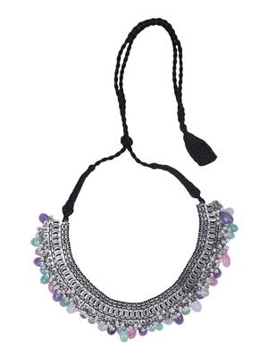 Classic oxidised multi colour necklace set 4