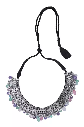 Classic oxidised multi colour necklace set