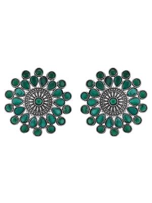 Classic oxidised green earring set for women and girls 3