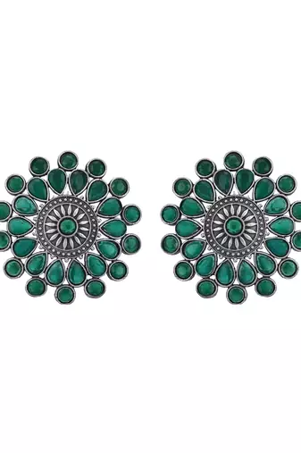 Classic oxidised green earring set for women and girls