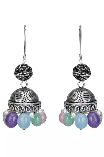 Classic oxidised multi colour necklace set