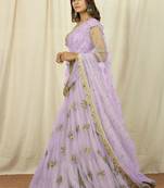 lavender  Embroidery Work  Net with Raw Silk Lehenga Choli