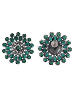 Classic oxidised green earring set for women and girls 4