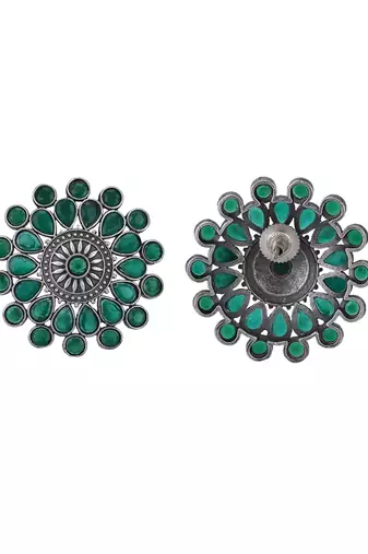 Classic oxidised green earring set for women and girls