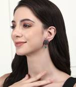 Elegant oxidised red and green earring set for women and girls