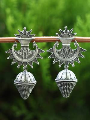 Classic oxidised grey earring set for women and girls 2