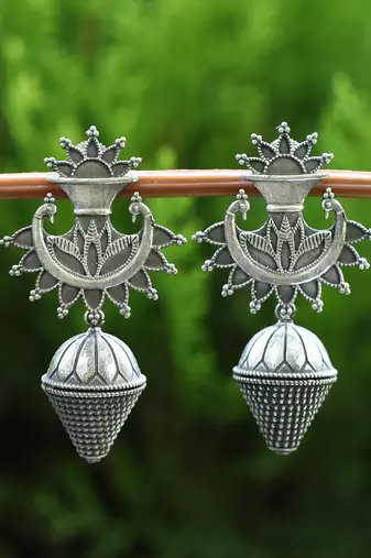 Classic oxidised grey earring set for women and girls