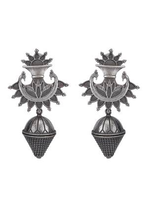 Classic oxidised grey earring set for women and girls 3
