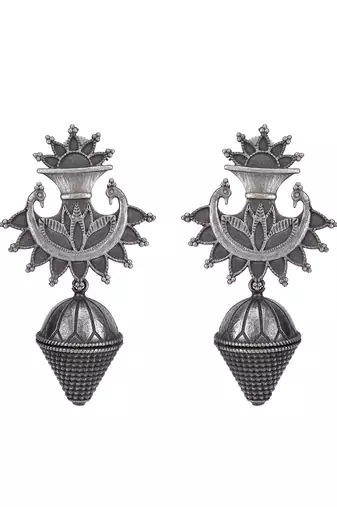 Classic oxidised grey earring set for women and girls