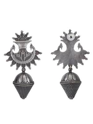 Classic oxidised grey earring set for women and girls 4