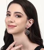 Elegant oxidised red and green earring set for women and girls