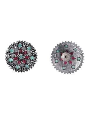 Elegant oxidised red and green earring set for women and girls 4
