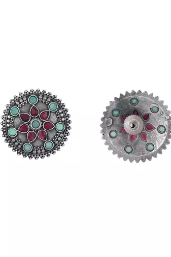 Elegant oxidised red and green earring set for women and girls