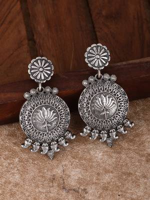 Classic oxidised grey earring set for women and girls 2