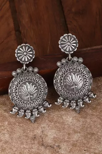 Classic oxidised grey earring set for women and girls