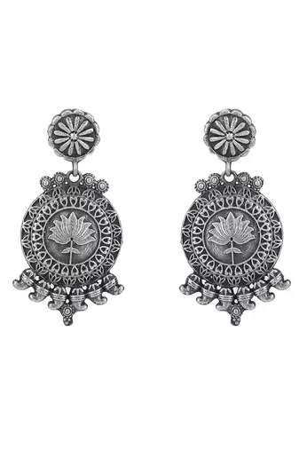 Classic oxidised grey earring set for women and girls