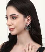 Elegant oxidised red and blue earring set for women and girls