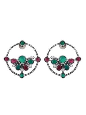 Elegant oxidised red and blue earring set for women and girls 3