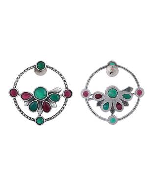 Elegant oxidised red and blue earring set for women and girls 4