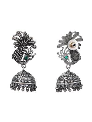 Classic oxidised grey earring set for women and girls 4