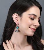Elegant oxidised blue and grey earring set for women and girls