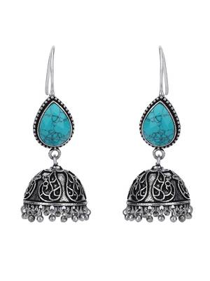 Elegant oxidised blue and grey earring set for women and girls 3