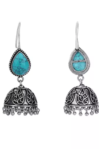 Elegant oxidised blue and grey earring set for women and girls