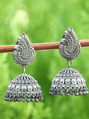 Classic oxidised grey earring set for women and girls 2