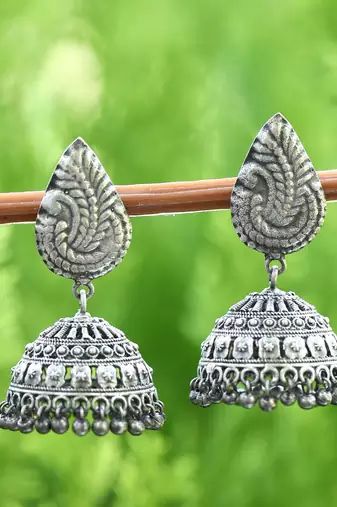 Classic oxidised grey earring set for women and girls