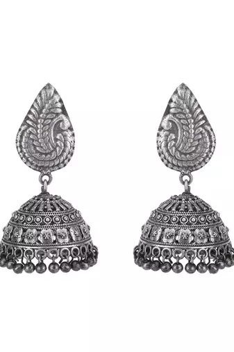 Classic oxidised grey earring set for women and girls