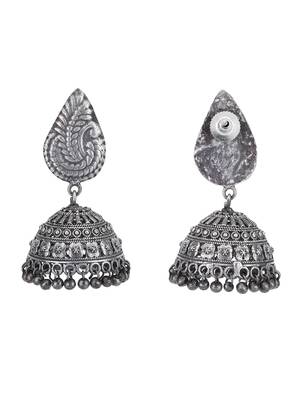 Classic oxidised grey earring set for women and girls 4