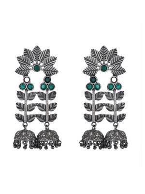 Classic oxidised green and grey earring set for women and girls 3