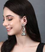 Elegant oxidised red and green earring set for women and girls