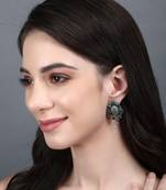 Elegant oxidised green and grey earring set for women and girls
